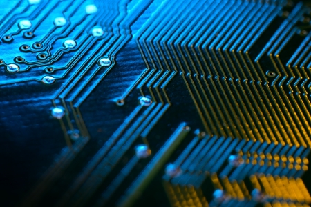 Blue Gold Circuit Board Macro Background