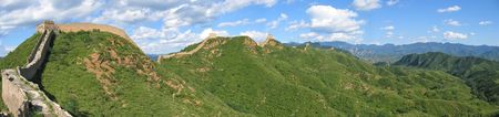 Large view of the Great Wall of China ond the mountains - China - Panorama.の写真素材