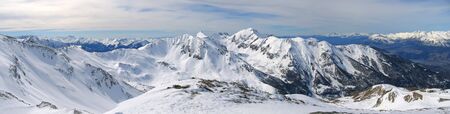 High mountain range with lot of snow -  Les Orres - Alps - France - Panorama.