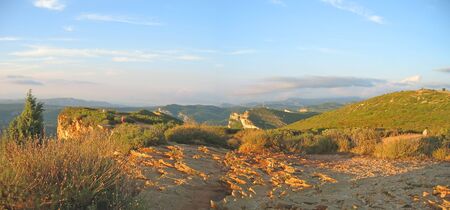 Wild red rocks of the cliff of Canaille cap - Cassis - Marseille - South of France - Panorama.