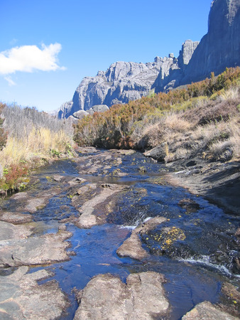 River falling from the high mountain - Andringitra park - Madagascar.の写真素材