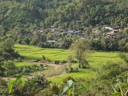 Small village in the valleyの写真素材