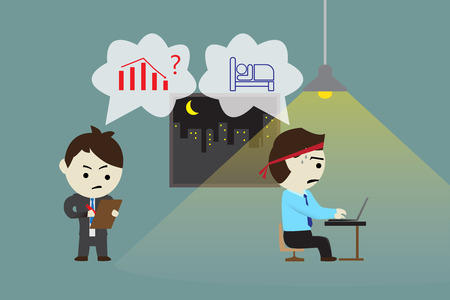 Employers force employees to do overtimeのイラスト素材