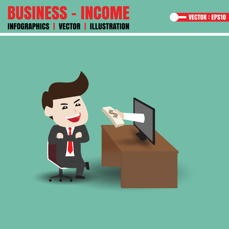 Businessman get money from monitorのイラスト素材
