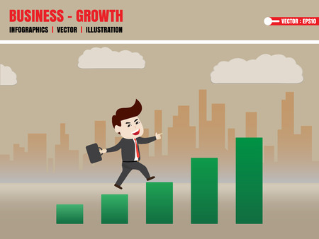 Businessman walk on growth of progressive businessのイラスト素材