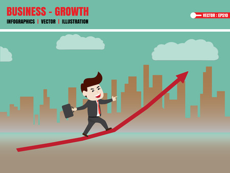 Businessman walk on growth of progressive businessのイラスト素材