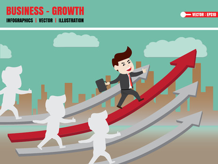 Businessman walk on growth of progressive businessのイラスト素材
