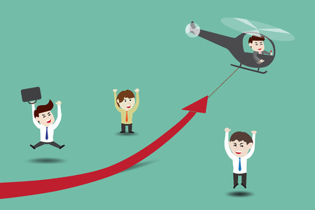 Businessman accelerate business growth by helicopterのイラスト素材