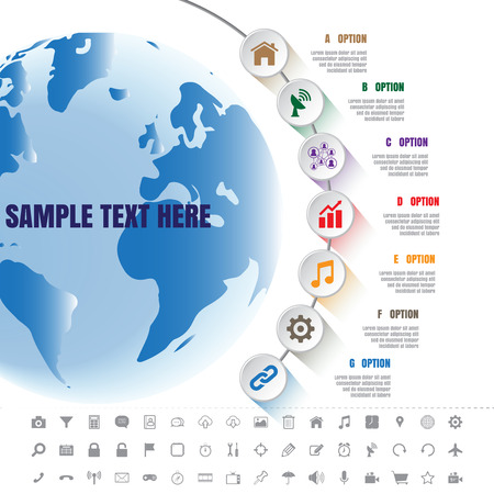 Design template: White Modern Infographic Complement Time Line Template and set of iconsのイラスト素材