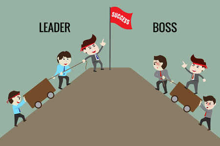 The difference between leader and boss, templateのイラスト素材