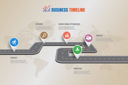 Design template, Road map business timeline, Vector Illustrationのイラスト素材