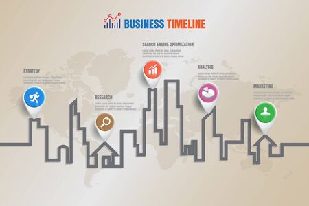 Design template, Building business timeline, Vector Illustrationのイラスト素材