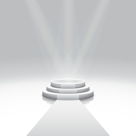 Design template, Illuminated 3d isolated Empty podium and carpet for reward, Vector illustrationのイラスト素材