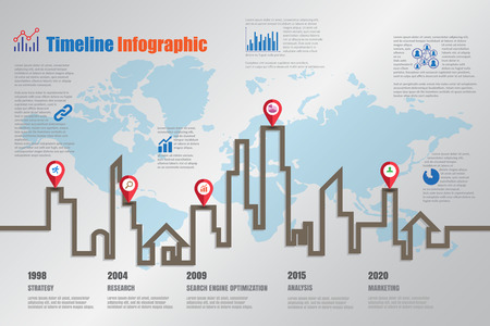 Design template, Building timeline infographic. Vector Illustrationのイラスト素材