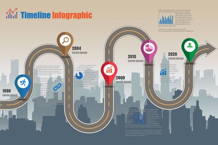 Design template, Road map timeline infographic. Vector Illustrationのイラスト素材