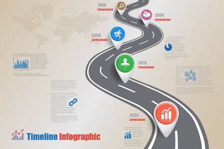 Design template, road map timeline infographic. Vector Illustrationのイラスト素材