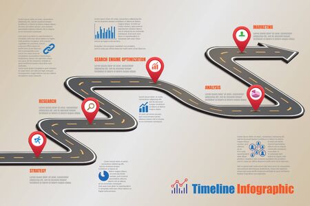 Design template, road map timeline infographic. Vector Illustrationのイラスト素材