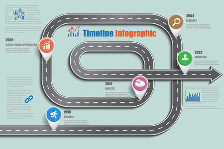 Design template, road map timeline infographic. Vector Illustrationのイラスト素材