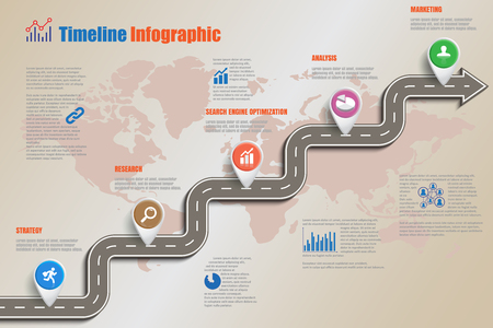 Design template, road map timeline infographic can be used for brochure,diagram,planning,presentation,process,website,workflow. Vector illustrationのイラスト素材