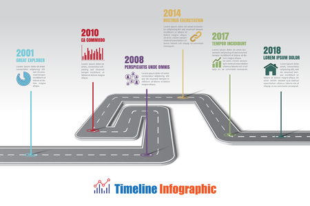 Business road map milestone timeline infographic for abstract background template. Vector illustrationのイラスト素材