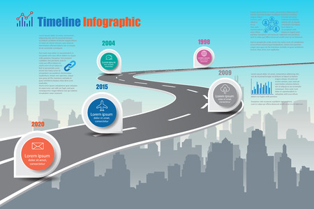Business road map timeline infographic city designed for abstract background template milestone element modern diagram process technology digital marketing data presentation chart Vector illustrationのイラスト素材
