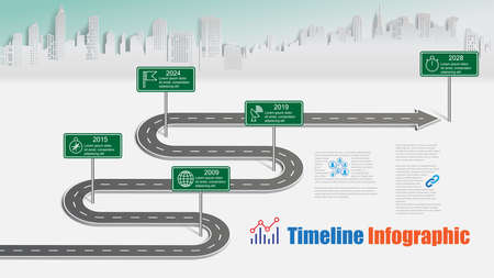 Business road map timeline graphic information city designed for abstract background.のイラスト素材