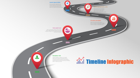 Business road map timeline infographic template with pointers designed for abstract background milestone modern diagram process technology digital marketing data presentation chart Vector illustrationのイラスト素材