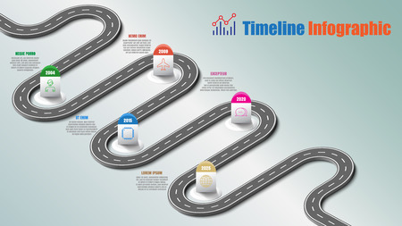 Business road map timeline infographic template with pointers designed for abstract background milestone modern diagram process technology digital marketing data presentation chart Vector illustrationのイラスト素材