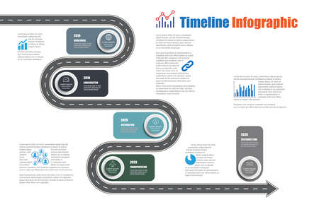 Business road map timeline infographic template with pointers designed for abstract background milestone modern diagram process technology digital marketing data presentation chart Vector illustrationのイラスト素材