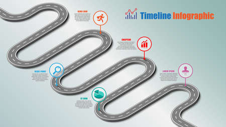 Business road map timeline infographic template with pointers designed for abstract background milestone modern diagram process technology digital marketing data presentation chart Vector illustrationのイラスト素材