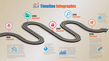 Business road map timeline infographic template with pointers designed for abstract background milestone modern diagram process technology digital marketing data presentation chart Vector illustrationのイラスト素材