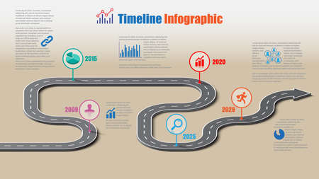 Business road map timeline infographic template with pointers designed for abstract background milestone modern diagram process technology digital marketing data presentation chart Vector illustrationのイラスト素材