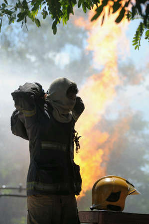 Fire fighting training.