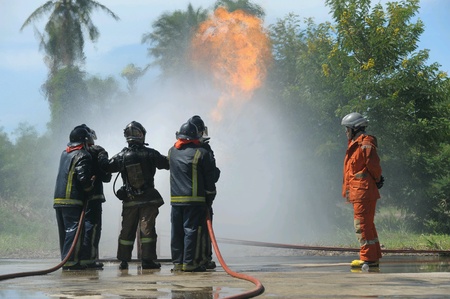 Fire fighting training.