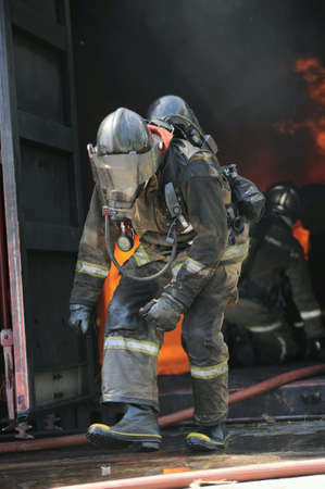 Fire fighting training.