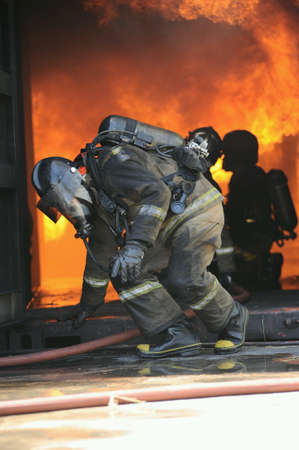 Fire fighting training.