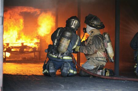 Fire fighting training.