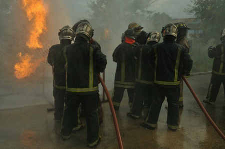 Fire fighting training.