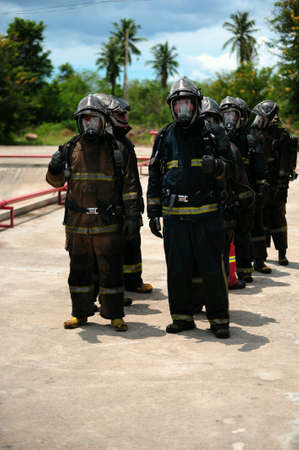 Fire fighting training.