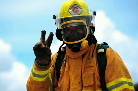 Fire fighting training.