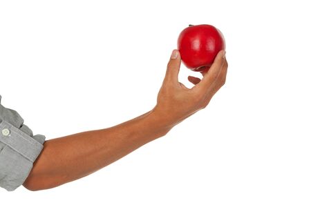Hand holding an appleの写真素材