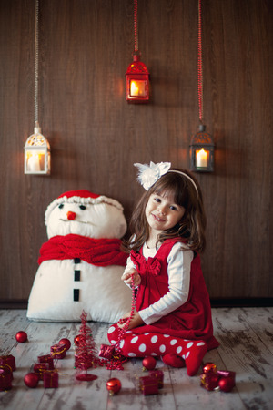 Little girl on christmasの写真素材