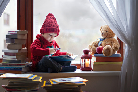Boy, writing letter to Santa の写真素材