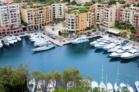 View of luxury yachts in harbor of Monaco, daytimeの写真素材