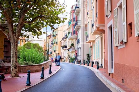 Street in Monaco Village in Monaco Monte Carlo, daytimeの写真素材