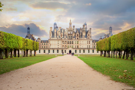 CHAMBORD, FRANCE - 27 AUGUST 2015: Chateau de Chambord, royal medieval french castle at Loire Valley in France, Europeのeditorial素材