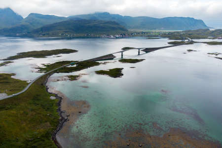 Amazing beautiful landscape nature in Norway, taken with drone summertime