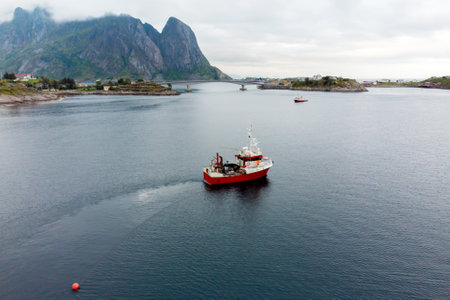 Amazing beautiful landscape nature in Norway, taken with drone summertimeのeditorial素材
