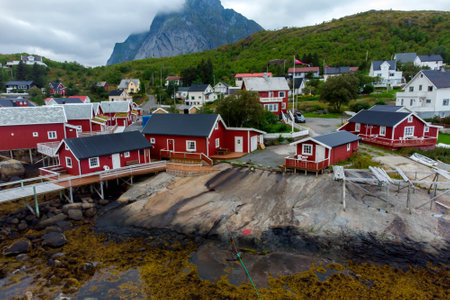 Amazing beautiful landscape nature in Norway, taken with drone summertimeのeditorial素材