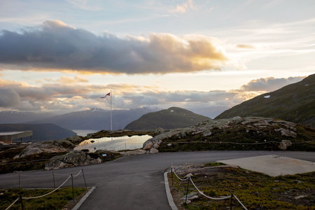 Amazing nature view from mount Hoven, splendid landscape picture over Nordfjord from the Loen...